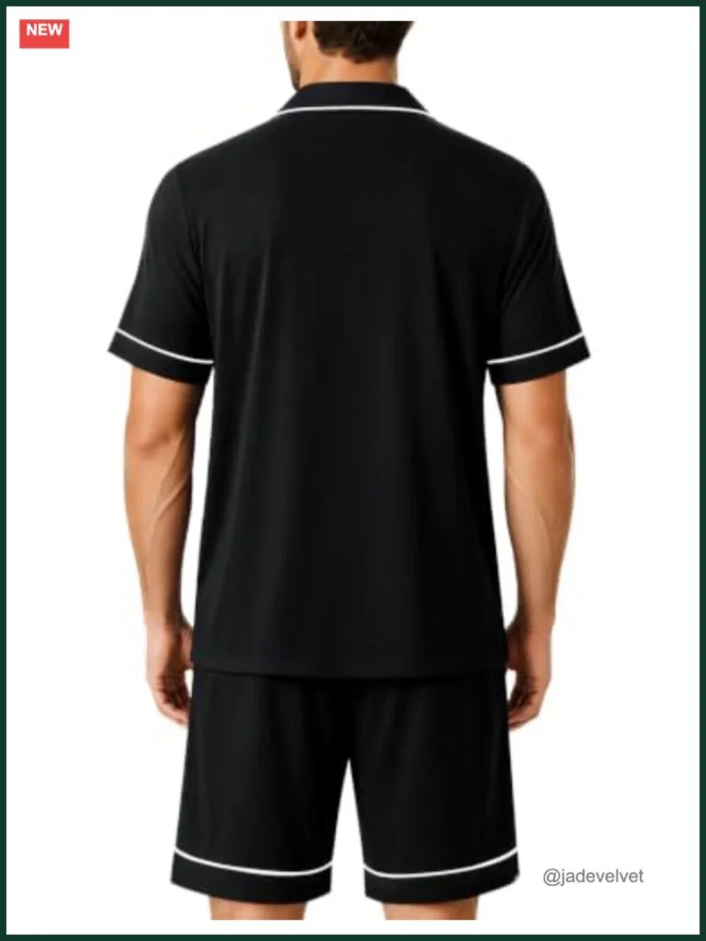 100% Cotton Men's Pajama Set Short Sleeve Button Down Loungewear 2 Piece with